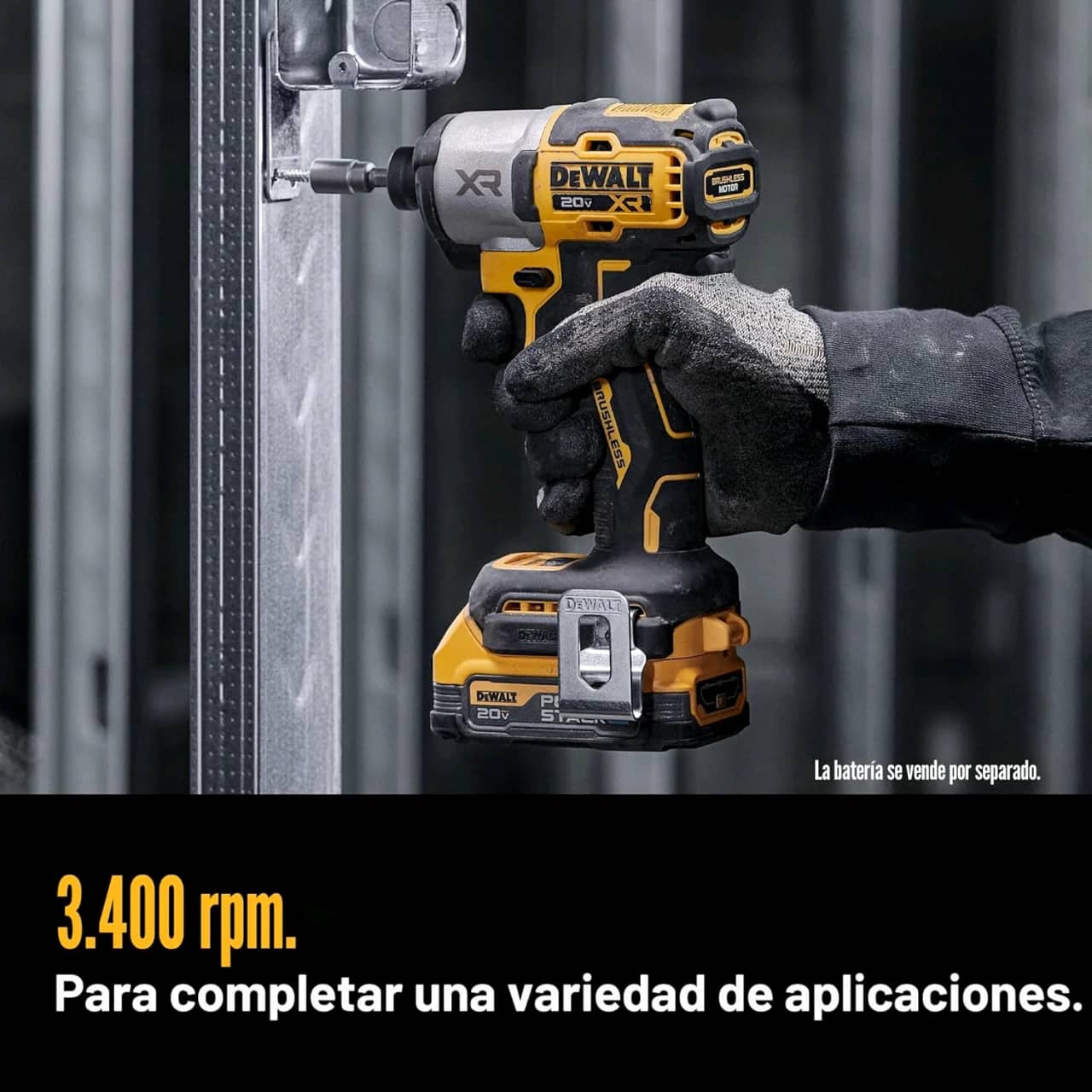DEWALT Destornillador de impacto MAX XR de 20 V, par alto de 1/4 pulgadas, sin escobillas, 3 velocidades premium inalámbrico con luz LED, tiempo de funcionamiento extendido, solo herramienta (DCF845B) — imagen 6