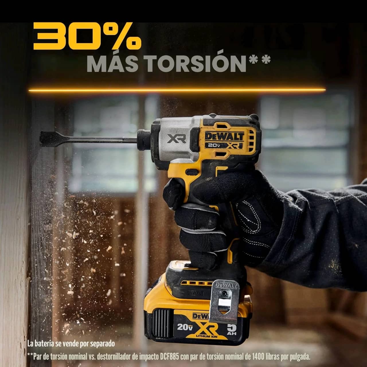 DEWALT Destornillador de impacto MAX XR de 20 V, par alto de 1/4 pulgadas, sin escobillas, 3 velocidades premium inalámbrico con luz LED, tiempo de funcionamiento extendido, solo herramienta (DCF845B) — imagen 9