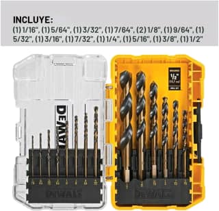 DEWALT Juego de brocas, vástago de 3 planos, 14 piezas, punto dividido de 135 grados, para plástico, madera y metal (DWA1184) 8