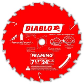 Diablo Tracking Point - Hojas de sierra circular de 24 dientes de 7-1/4 pulgadas - Paquete de 2 - Carburo de Tico, corte suave, baja vibración, revestimiento antiadherente - D0724VPX 1