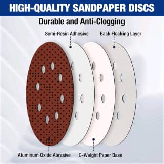 WORKPRO 50 discos de lija de grano 60 - Papel de lija de 5 pulgadas con 8 agujeros de gancho y bucle para lijadora orbital aleatoria (no para herramientas oscilantes o lijadora de ratón) 4