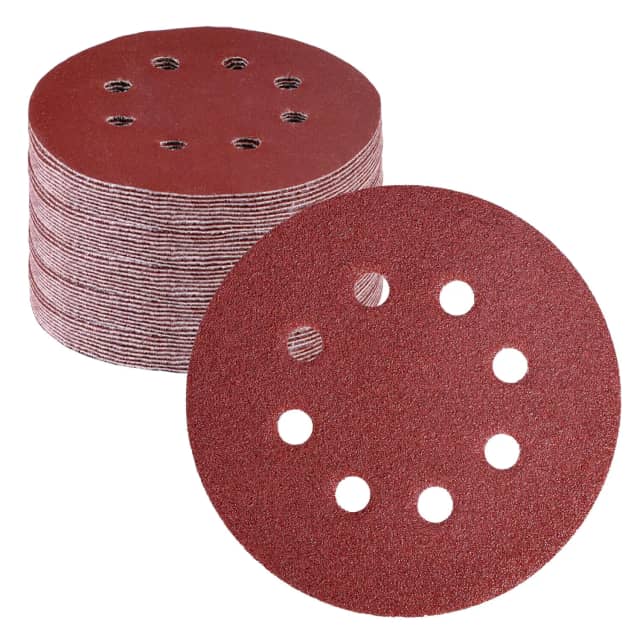 WORKPRO 50 discos de lija de grano 60 - Papel de lija de 5 pulgadas con 8 agujeros de gancho y bucle para lijadora orbital aleatoria (no para herramientas oscilantes o lijadora de ratón)