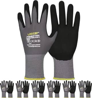 LOCCEF Guantes de Trabajo Nitrilo MicroFoam 6 Pares