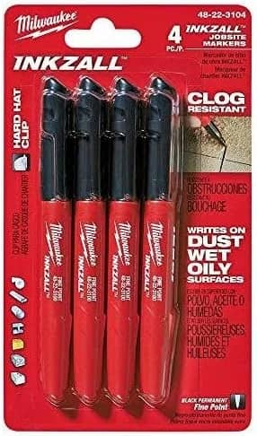 Milwaukee 48-22-3104 Inkzall - Marcador de punta fina, negro, paquete de 4